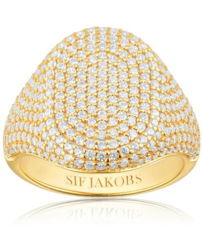 Sif Jakobs Jewellery Anello statement placcato in oro con zirconi - Metallizzato