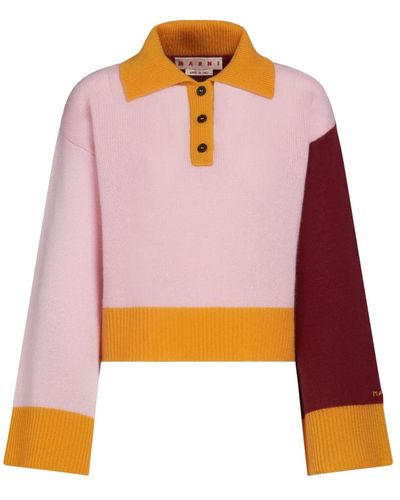 Marni Kaschmir colourblock polo pullover - Lila
