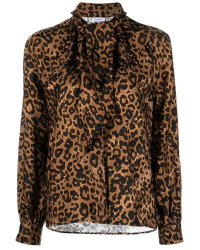 Vetements Blusa con stampa leopardata e fiocco - Marrone