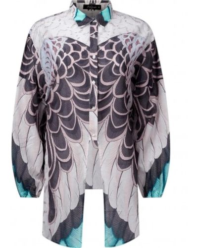 Mes Demoiselles Camicia in cotone con stampa uccello di fuoco turchese - Multicolore