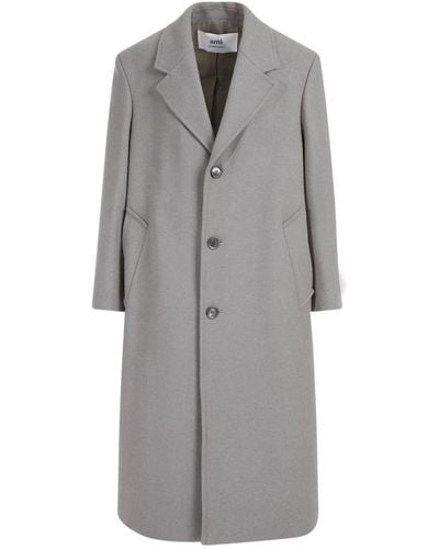 Ami Paris Single-Breasted Coats - Grey