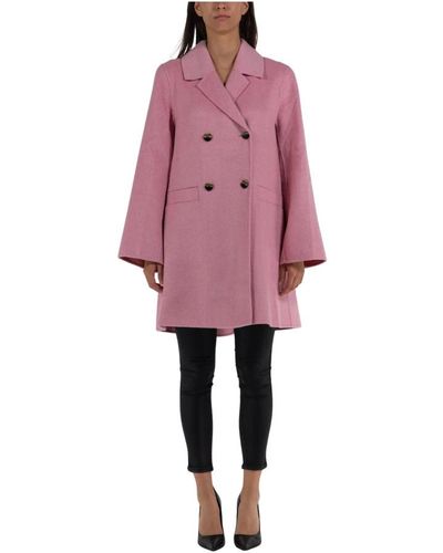 Ganni Cappotto midi in lana - Rosa