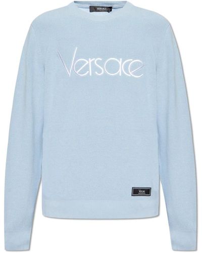 Versace Pullover mit logo - Blau
