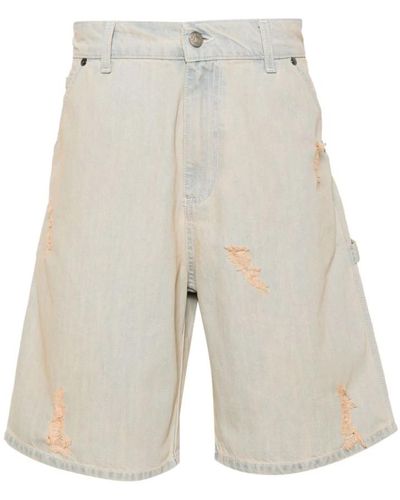 MSGM Zerrissene denim-shorts mit logo-patch - Weiß