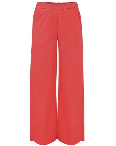 Kocca Pantalones de algodón de pierna ancha con bolsillos - Rojo