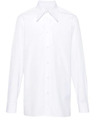 Maison Margiela Camicia bianca in cotone con logo a quattro punti - Bianco