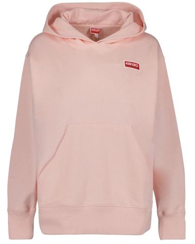 KENZO Logo hoodie oversize ribbed hem - Pink