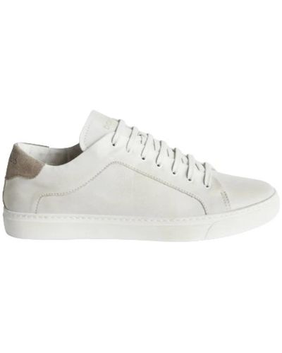 Dondup Sneakers in pelle anticata con suola in gomma - Bianco