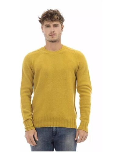 Alpha Studio Maglione giallo in lana con girocollo