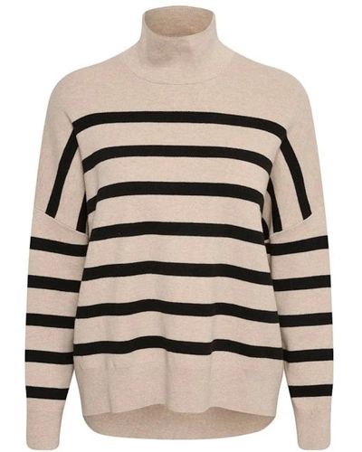 Inwear Suéter clásico a rayas con cuello alto - Neutro
