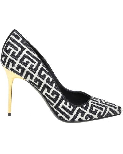 Balmain Monogramm stoff spitze pumps schwarz/weiß