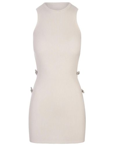 Mach & Mach Weiße ärmellose minikleid mit seitenschleifen - Natur