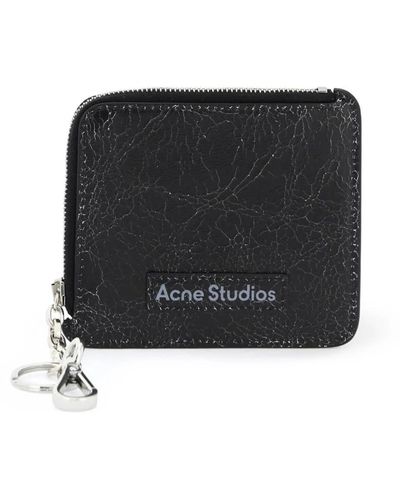 Acne Studios Cracked leather wallet with distressed - Nero