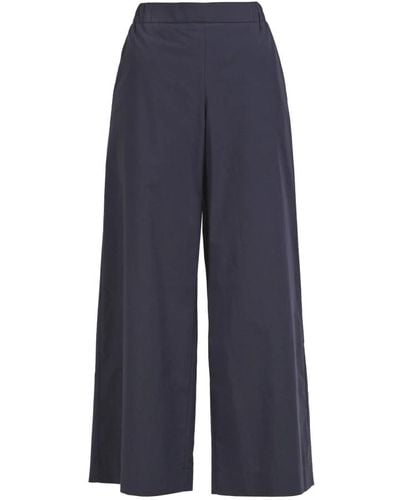 Ottod'Ame Pantaloni in cotone ampi con vita elastica - Blu