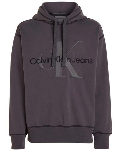 Calvin Klein Schwarzer monologo hoodie - Grau