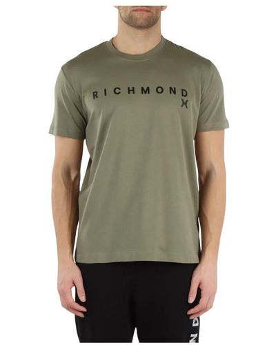 RICHMOND T-shirt in cotone pima con logo - Verde