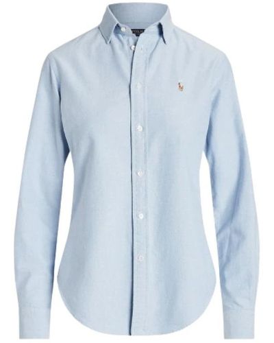 Polo Ralph Lauren Oxford baumwollhemd klassisches logo gestickt - Blau