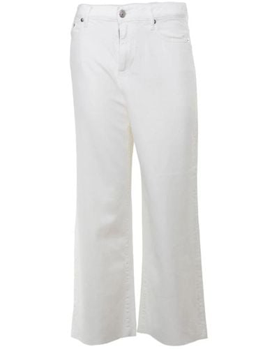 Roy Rogers Jeans cropped a gamba larga bianchi - Bianco
