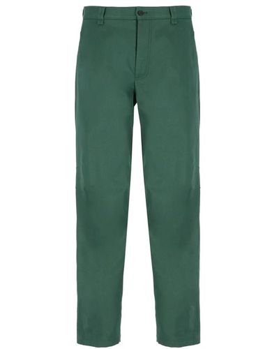 Lanvin Pantaloni in cotone verde con tasche con zip
