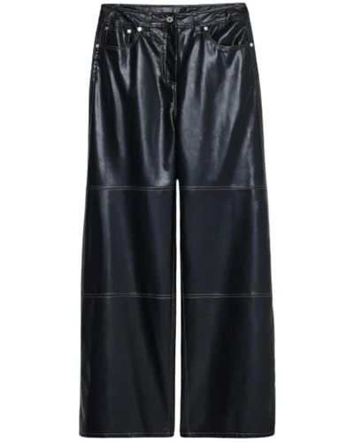 Stand Studio Pantaloni in ecopelle con linee di taglio - Nero