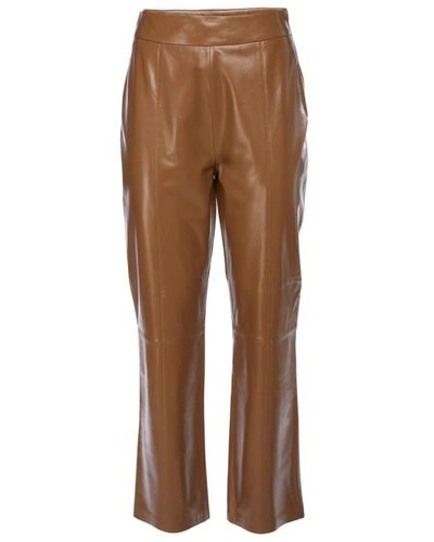 Arma Pantalón de cuero marrón de pierna recta