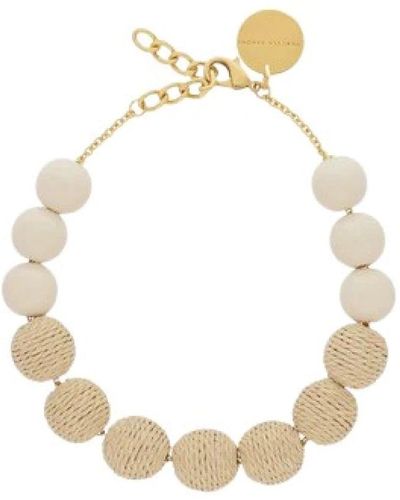 Vanessa Baroni Kette raffia beads necklace - Mettallic