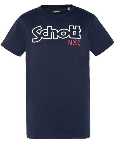 Schott Nyc Tops > t-shirts - Bleu