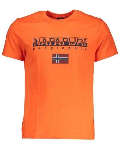 Napapijri Rosa logo print baumwoll t-shirt - Orange