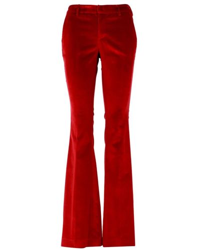 PT Torino Pantalones rojos de terciopelo con pierna acampanada