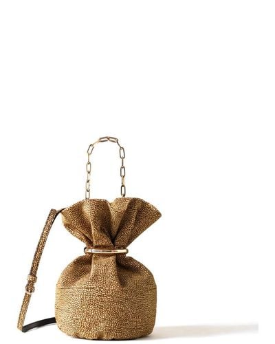 Borbonese Trésor bucket bag small - op suede crossbody - Braun