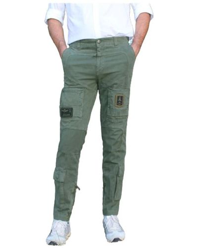 Aeronautica Militare Pantaloni anti-g in cotone con tasche ispirate agli aviatori - Verde
