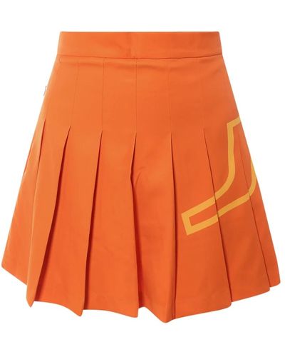 J.Lindeberg Gonna plissettata riciclata con dettaglio shorts - Arancione