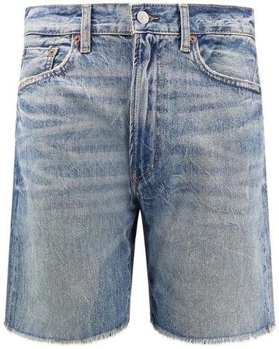 Ralph Lauren Blaue denim-shorts mit fransigem saum