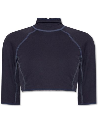 Jacquemus Cropped top with standing collar - Blu