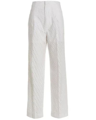 Nude Pantaloni perforati con zip e tasche - Bianco