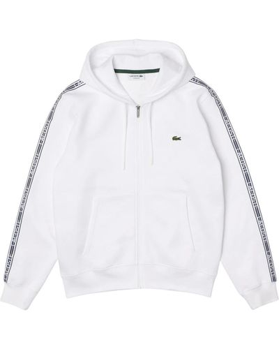 Lacoste Sweatjacke zip hoodie sweatshirt mit kapuze und reißverschluss - Weiß