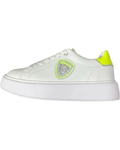 Blauer Gelbe fluoreszierende venus platform sneakers - Weiß