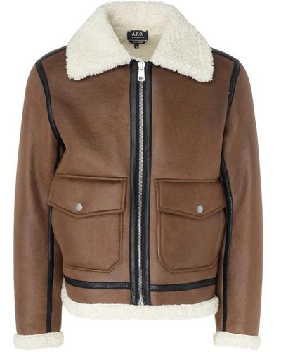 A.P.C. Jackets > leather jackets - Marron