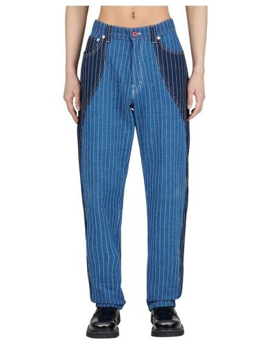 KENZO Jeans a patchwork a righe - Blu