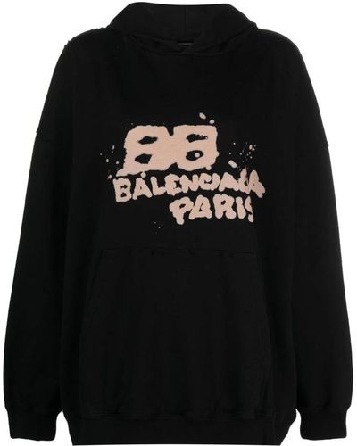 Balenciaga Hoodie Met Logoprint - Zwart