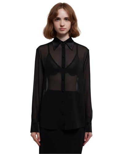Dolce & Gabbana Schwarze durchsichtige seidenbluse,schwarze hemden für männer