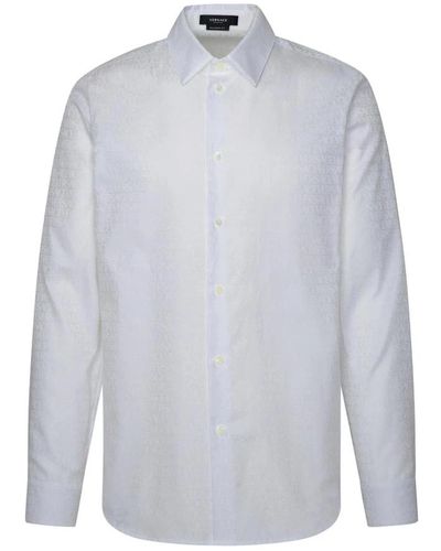 Versace Weißes baumwollhemd - Blau