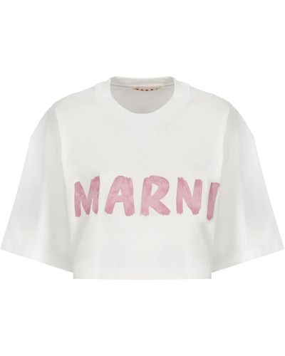 Marni Weiße baumwoll-cropped-t-shirt