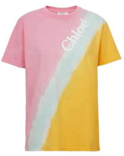 Chloé Tie-Dye Logo Print T-Shirt - Gelb