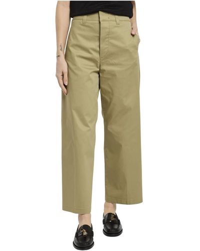 Department 5 Pantalones de algodón de talle alto con corte recto - Verde