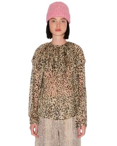 Roseanna Camisa shadow - animal - talla 38 - Marrón