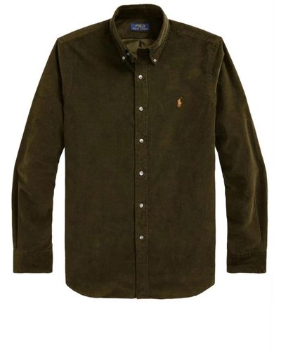 Ralph Lauren Corduroy Slim Fit Polo Shirt - Grün