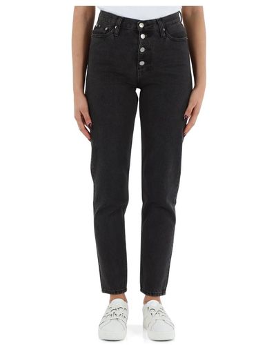 Calvin Klein Jeans mom fit cintura alta - Negro