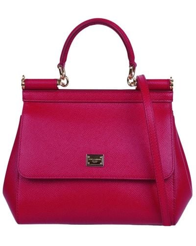 Dolce & Gabbana Medium sicily handtasche mit goldfarbener hardware - Rot