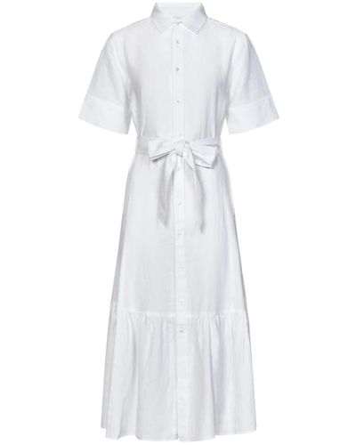 Polo Ralph Lauren Abito camicia in lino bianco con cintura